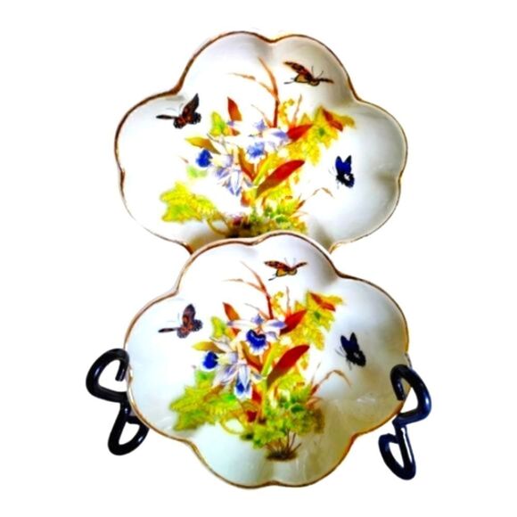TOYO Tropical Orchid by Magie Dish JAPAN Orchids & Butterflies Handpaint VINTAGE - Picture 1 of 9
